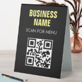 Plaque De Table Code QR - Menu numérisable sans contact noir blanc (En SItu (Tableau))