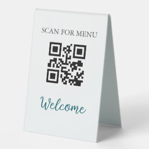 Plaque De Table Code QR - Menu numérisable sans contact noir blanc