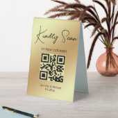 Plaque De Table code qr minimal tendance menu mariage or (En SItu (Tableau))