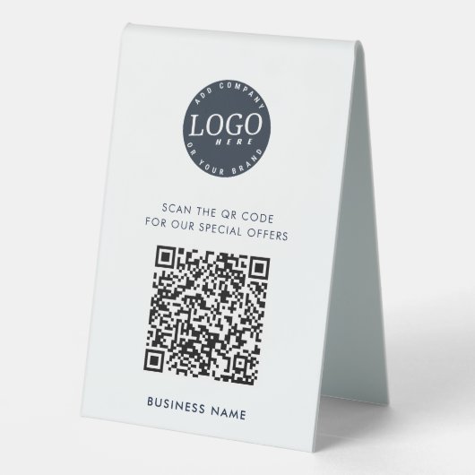 Plaque De Table Code QR moderne et logo d'entreprise Simple (Verso)