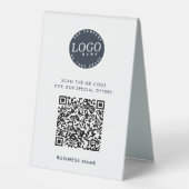 Plaque De Table Code QR moderne et logo d'entreprise Simple (Recto)