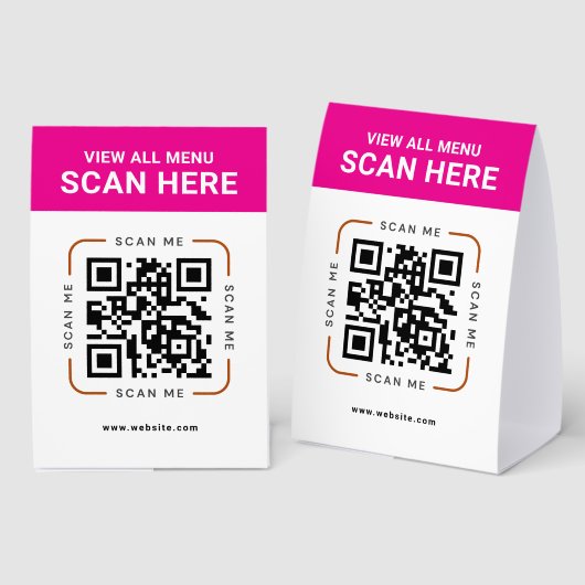Plaque De Table Code QR moderne | Menu numérique (Recto/verso)