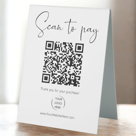 Plaque De Table Code QR moderne Scannez pour payer Venmo + Scannez