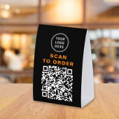 Plaque De Table Code QR noir de commande par scan pour restaurant