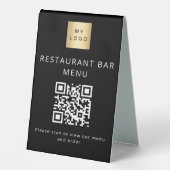 Plaque De Table Code QR noir restaurant café bar menu scan (Recto)