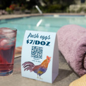 Plaque De Table Code QR PAIEZ PAR SCAN aquarelle Poulet & Œufs (InVersositu (sur table))
