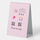 Plaque De Table Code QR PayPal venmo scan pay ajout social media d (Verso)