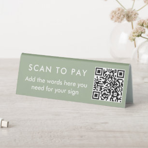 Plaque De Table Code QR personnalisé de couleur vert sauge moderne