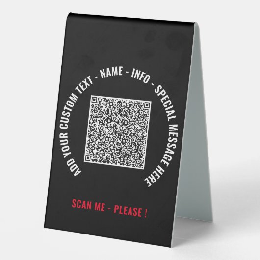 Plaque De Table Code QR personnalisé et panneau de table à texte p (Verso)