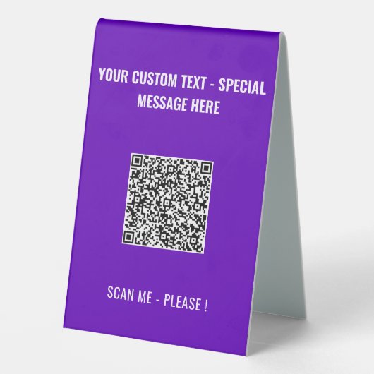 Plaque De Table Code QR personnalisé et panneau de table de texte  (Verso)