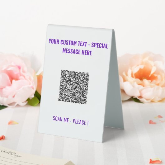 Plaque De Table Code QR personnalisé et panneau de table de texte  (In SItu (Mariage))