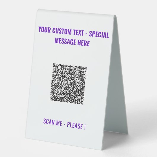Plaque De Table Code QR personnalisé et panneau de table texte - V (Recto)
