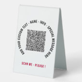 Plaque De Table Code QR personnalisé et panneau de tableau de text (Recto)