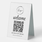 Plaque De Table Code QR personnalisé Menu Texte Entreprise moderne (Verso)