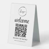 Plaque De Table Code QR personnalisé Menu Texte Entreprise moderne (Recto)