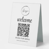 Plaque De Table Code QR personnalisé Menu Texte Entreprise moderne (Recto)