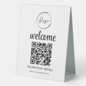 Plaque De Table Code QR personnalisé Menu Texte Entreprise moderne (Verso)