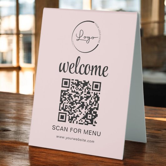 Plaque De Table Code QR personnalisé Menu Texte Entreprise moderne
