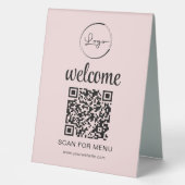 Plaque De Table Code QR personnalisé Menu Texte Entreprise moderne (Recto)