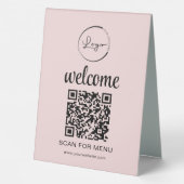 Plaque De Table Code QR personnalisé Menu Texte Entreprise moderne (Verso)