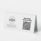 Plaque De Table Code QR personnalisé Prix / Services Table Tente (Verso)
