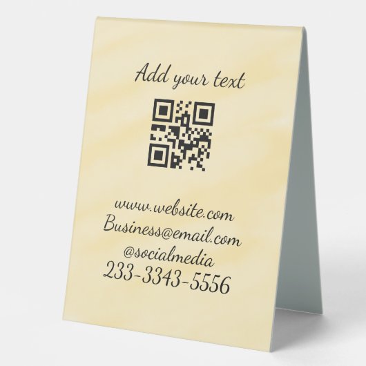 Plaque De Table code QR personnalisé simple ajouter votre nom text (Recto)