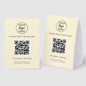 Plaque De Table Code QR Professionnel Logo d'Entreprise Personnali (Recto/verso)