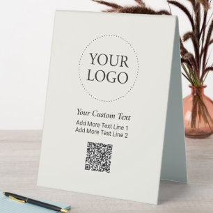 Plaque De Table Code QR promotionnel simple pour logo en ivoire