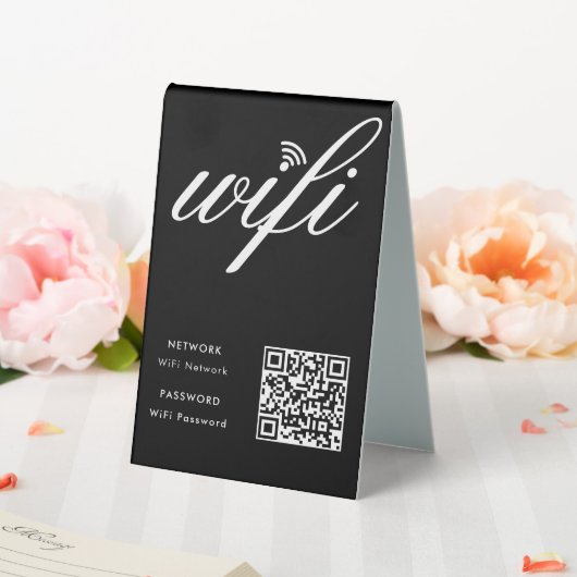 Plaque De Table Code QR réseau Wifi personnalisé noir (In SItu (Mariage))