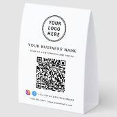 Plaque De Table Code QR Réseaux Sociaux Logo Entreprise (Arrière)