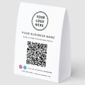 Plaque De Table Code QR Réseaux Sociaux Logo Entreprise (Recto)