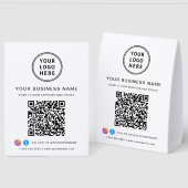 Plaque De Table Code QR Réseaux Sociaux Logo Entreprise (Recto/Verso)