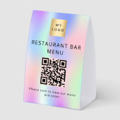 Plaque De Table code QR restaurant café bar scan menu holographiqu (Verso)