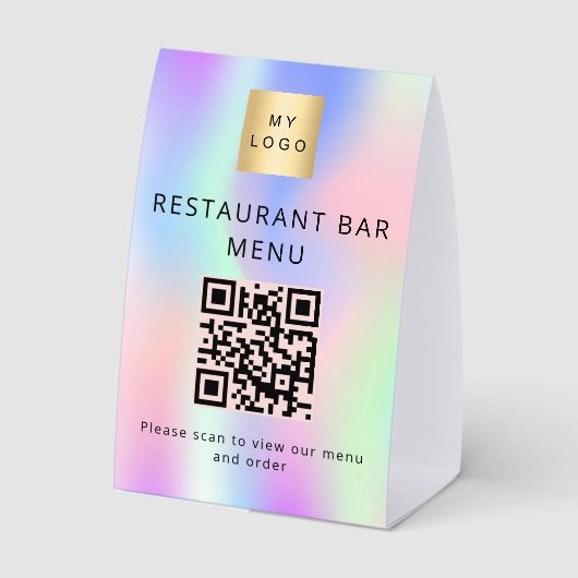 Plaque De Table code QR restaurant café bar scan menu holographiqu (Verso)