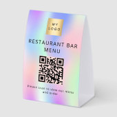 Plaque De Table code QR restaurant café bar scan menu holographiqu (Recto)