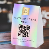Plaque De Table code QR restaurant café bar scan menu holographiqu
