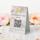 Plaque De Table Code QR restaurant café bar scanne menu rose or (In SItu (Mariage))