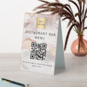 Plaque De Table Code QR restaurant café bar scanne menu rose or (En SItu (Tableau))