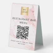 Plaque De Table Code QR restaurant cafétéria bar scanne menu marbr (Recto)