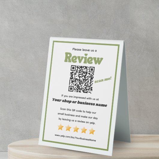 Plaque De Table Code QR rétro 'laissez-nous un commentaire' YELP g