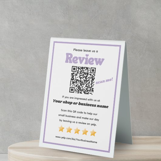 Plaque De Table Code QR rétro 'laissez-nous un commentaire' YELP v