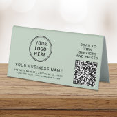 Plaque De Table Code QR Sage Vert Logo d'entreprise