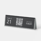 Plaque De Table Code Qr sans contact Logo d'affaires élégant noir (Verso)