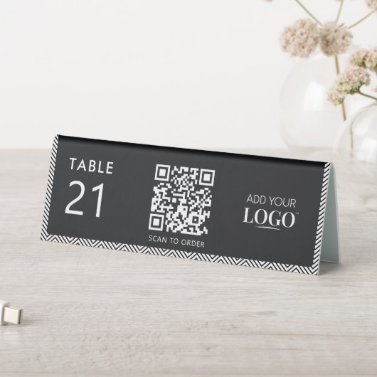 Plaque De Table Code Qr sans contact Logo d'affaires élégant noir (En SItu (Tableau))