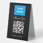 Plaque De Table Code QR sans contact Scannable Menu Logo Blanc (Recto)