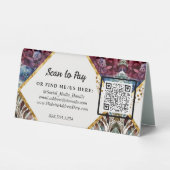 Plaque De Table Code QR Scan Pour Payer Pop-Up Marchand Floral (Recto)