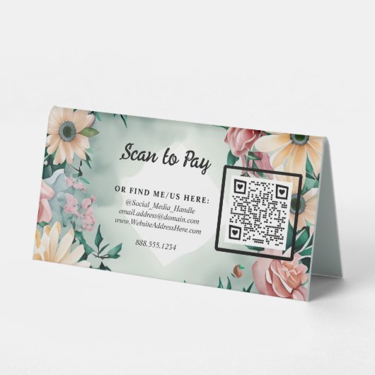 Plaque De Table Code QR Scan Pour Payer Pop-Up Marché Vendeur Flor (Recto)