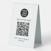 Plaque De Table Code QR simple moderne et logo d'entreprise (Verso)