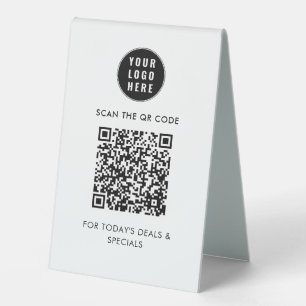 Plaque De Table Code QR simple moderne et logo d'entreprise