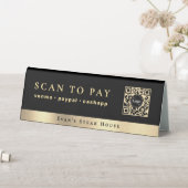 Plaque De Table Code QR simple noir et or à scanner pour payer (En SItu (Tableau))